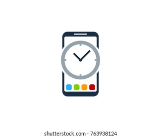 Smartphone Time Icon Logo Design Element