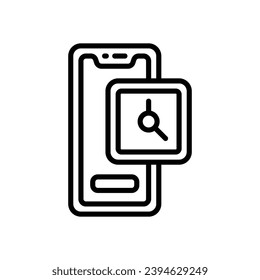icono de la hora del smartphone. icono de línea vectorial para tu sitio web, móvil, presentación y diseño de logotipo.