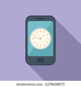 Smartphone timer icon flat vector. Clock project. Control task