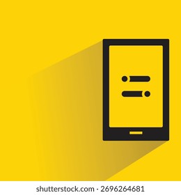 Smartphone e icono de palanca con fondo amarillo sombra