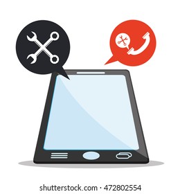 smartphone tools call center technical service icon. Colorful design. Vector illustration