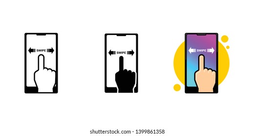 SMARTPHONE TOUCH GESTURE ICON SET. FINGER SWIPE AND SLIDE THE SMARTPHONE TOUCH SCREEN ICON LOGO SET 