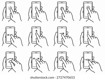 Smartphone Touch Gesten und Interaktionen Symbolsatz 