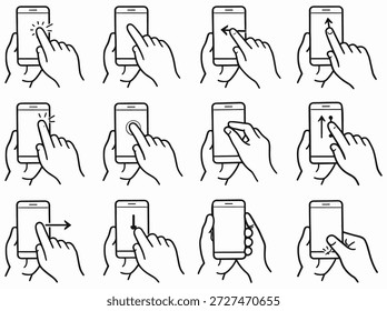 Smartphone Touch Gesten und Interaktionen Symbolsatz 