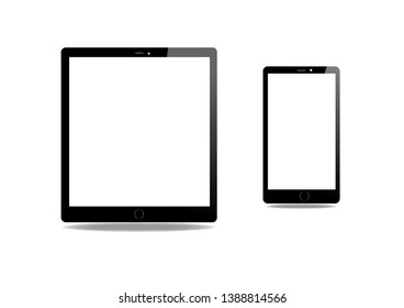 smartphone with touch pad vector blank screen on isolated white background