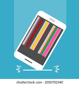 Smartphone touch screen display fall broken repair flat vector.