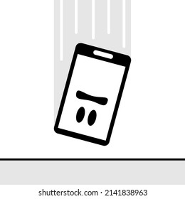 Smartphone touch screen display falling broken repair icon flat vector design.