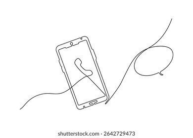 Smartphone touch screen gadget continuous one line art outline drawing minimalist single line unique mobile phone vector illustration.