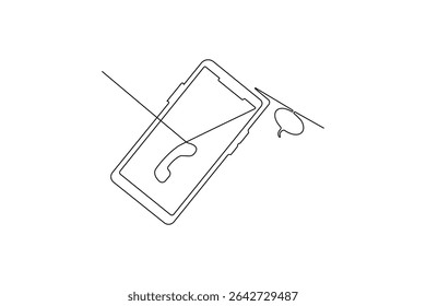 Smartphone touch screen gadget continuous one line art outline drawing minimalist single line unique mobile phone vector illustration.