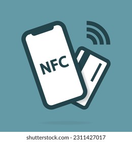 Smartphone mit Touchscreen mit NFC Symbol. NFC-Zeichen. Einzelnes Symbol in flachem Stil, für: Umriss, Logo, Handy, App, Emblem, Design, Web, ui, ux.
