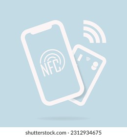 Smartphone with touch screen with NFC icon. NFC sign. Isolated symbol in flat style, for: illustration, outline, logo, mobile phone, app, emblem, design, web, ui, ux.