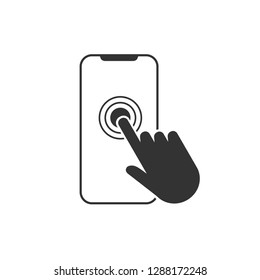 Smartphone touchscreen icon. Flat design. Vector illustration.