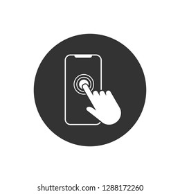 Smartphone touchscreen icon. Flat design. Vector illustration.