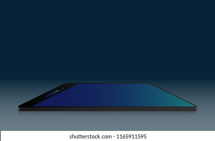 Smartphone Touchscreen mobile phone glows. 3d isometric flat design. Vector illustration.