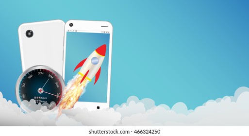 Smartphone with toy rocket

