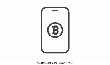 Smartphone Trading Bitcoin Icon. Vector isolated editable flat illustration
