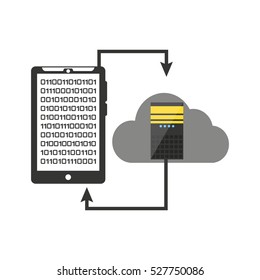 smartphone transfer cloud data cpu tower vector illustration eps 10