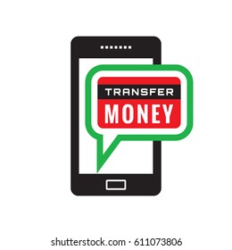 Smartphone transfer money - vector icon concept illustration. Mobile phone payment sign. Design element.