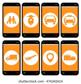 smartphone with transport apps icon