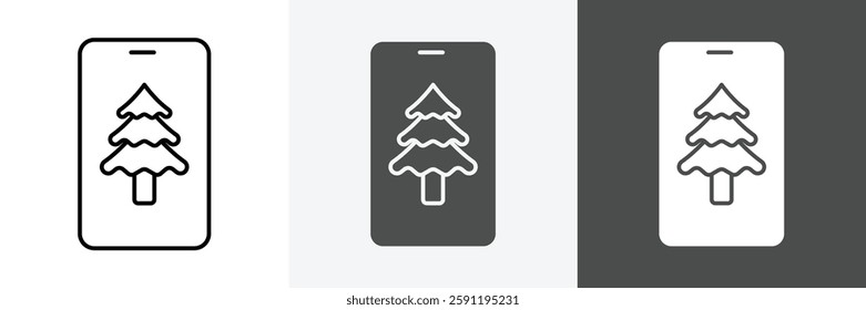 Smartphone with tree icon set vector art