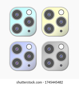 Smartphone triple camera concept isolated vector image