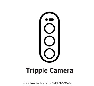 Smartphone triple camera icon vector on white background