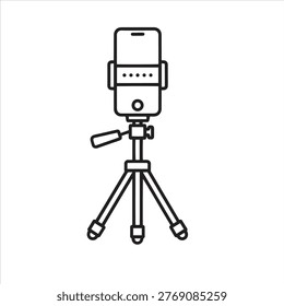 Smartphone Tripod Stand Line Icon Vector Illustration