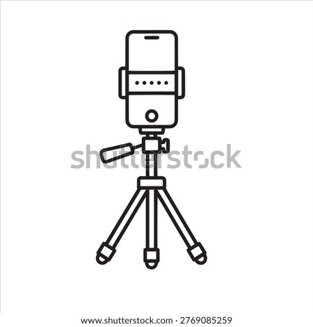 Smartphone Tripod Stand Line Icon Vector Illustration