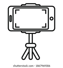 Smartphone tripod video record icon. Outline smartphone tripod video record vector icon for web design isolated on white background