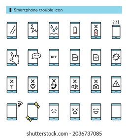 Smartphone trouble, repair, malfunction icon