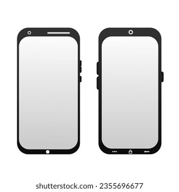 Smartphone two models with blank copy space and editable screen for advertisements svg