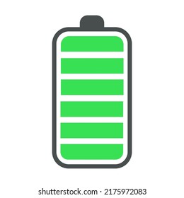 Smartphone UI symbol. Full charge indicator, power loading isolated vector illustration. Phone battery charge status flat symbol