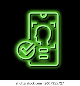 smartphone unblocked with face id neon light sign vector. smartphone unblocked with face id illustration