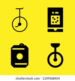 smartphone, unicycle, unicycle and drink vector icon set. Sample icons set for web and graphic design