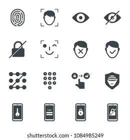 Smartphone unlock technology icons. Vector illustration