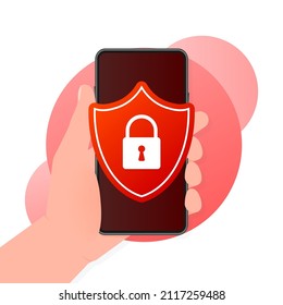 Smartphone unlocked and password notification vector. Mobile phone security.