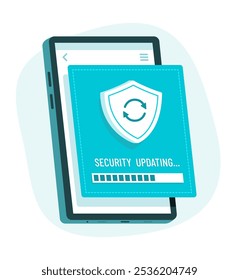 Smartphone Updating Security Data for Cyber Security Concept Illustration