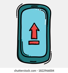 smartphone upload color vector icon. Drawing sketch illustration hand drawn line.