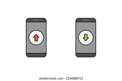 Smartphone and upload download icon vector design