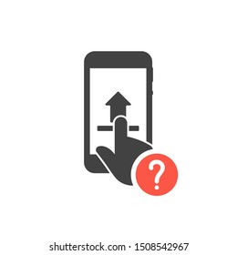 Smartphone upload icon with question mark, help, how to, info, query symbol