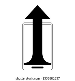 smartphone uploading files black and white