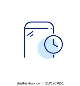 Smartphone usage time icon. Pixel perfect, editable stroke line art