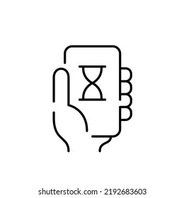 Smartphone usage time limit icon. Pixel perfect, editable stroke line