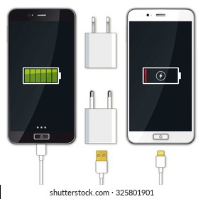 Smartphone, Usb Cable And Charger - Illustration
Realistic Modern Mobile Phone With Charger. Isolated On White. Shadow, Screen, Buttons, Text Etc. Are On The Own Layers, Easy To Work With.