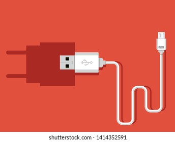 Smartphone USB charger adapter with USB Micro cable (Socket and connector for PC and mobile devices)