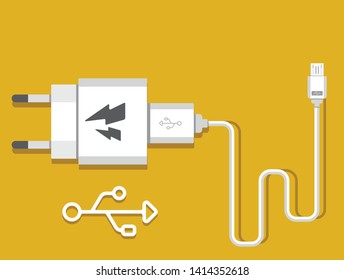 Smartphone USB charger adapter with USB Micro cable (Socket and connector for PC and mobile devices)