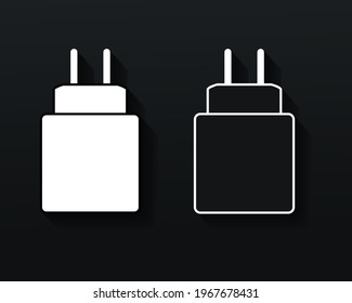 Smartphone USB charger adapter symbol set. Charger head. Mobile phone charger icon. Illustration vector