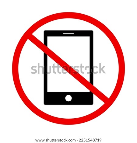 Smartphone use prohibited sign. Smartphone use not allowed icon. Vector.