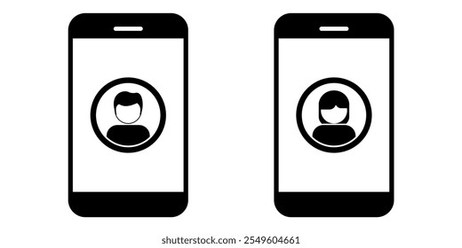 smartphone user or cellular profile, user avatar with two gender icon vector