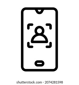 smartphone user face scan protection security single isolated icon with outline style